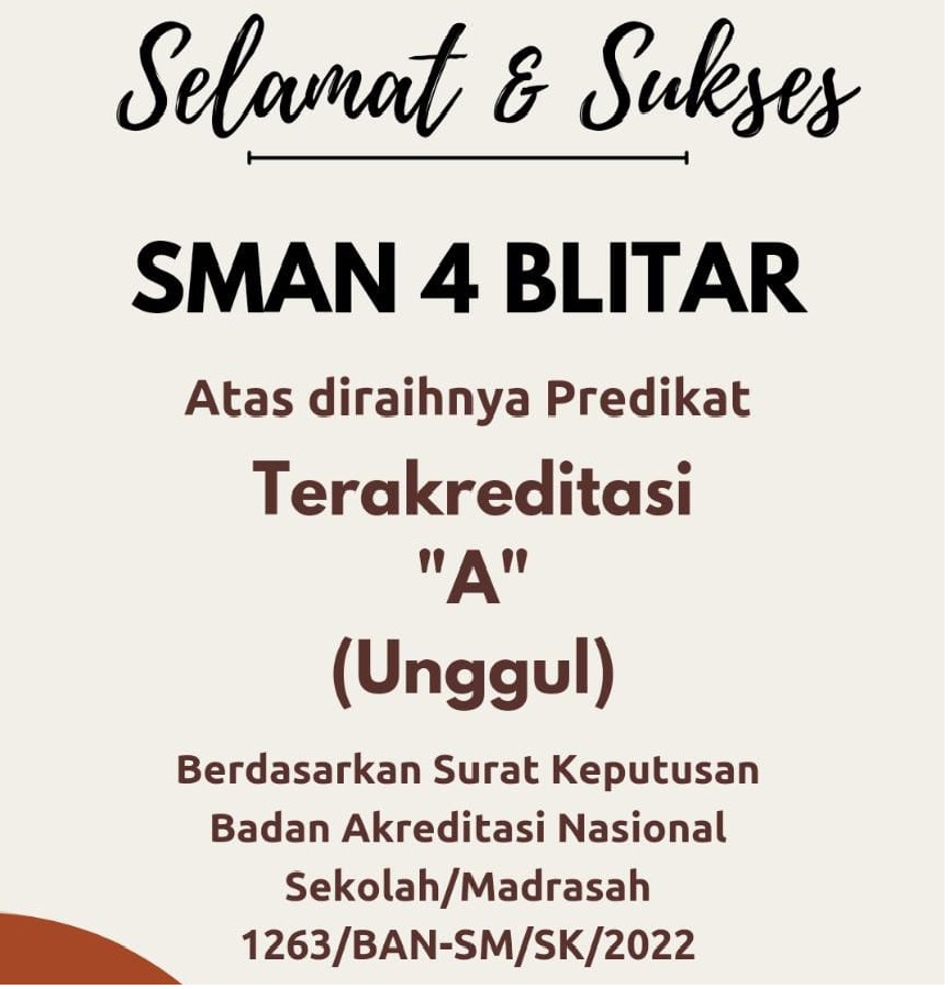 Hasil Akreditasi SMA Negeri 4 Blitar